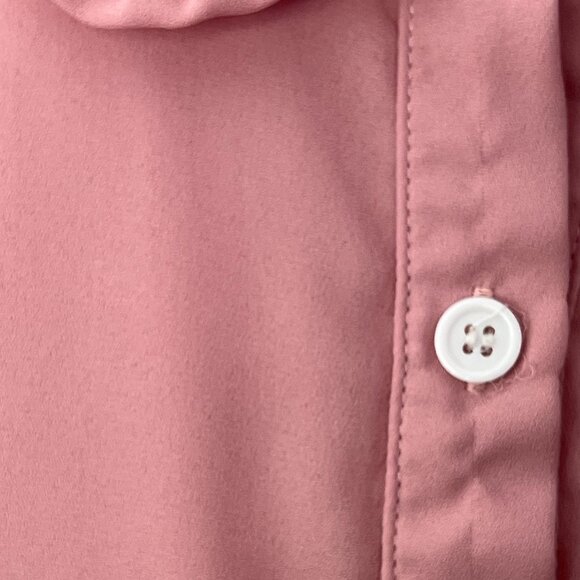 Rose Blush Ruffled Collar Button Down, Medium - Picture 5 of 5